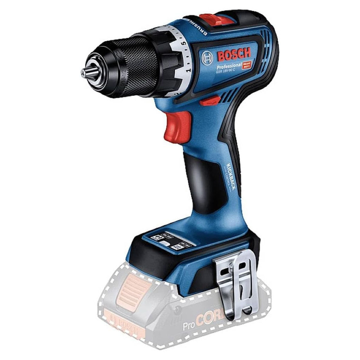 Máy khoan gỗ thép Bosch GSR 18V-90 C dùng Pin 18V, đầu kẹp 13mm