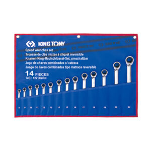 Bộ cờ lê đầu tròng, đầu mở tự động đảo chiều 14 chiếc 8-24mm Kingtony 12214MRN