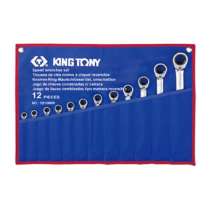 Bộ cờ lê đầu tròng, đầu mở tự động đảo chiều 12 chiếc 8-24mm Kingtony 12212MRN