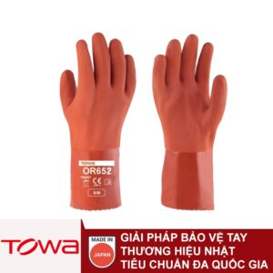 Găng tay chống dầu Towa OR652 VỚI MẶT BẰNG PVC NHIỆT KÉO