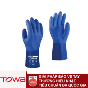 Găng tay công nghiệp hóa dầu, chống cắt PVC + Kevlar Towa OR656 KEV