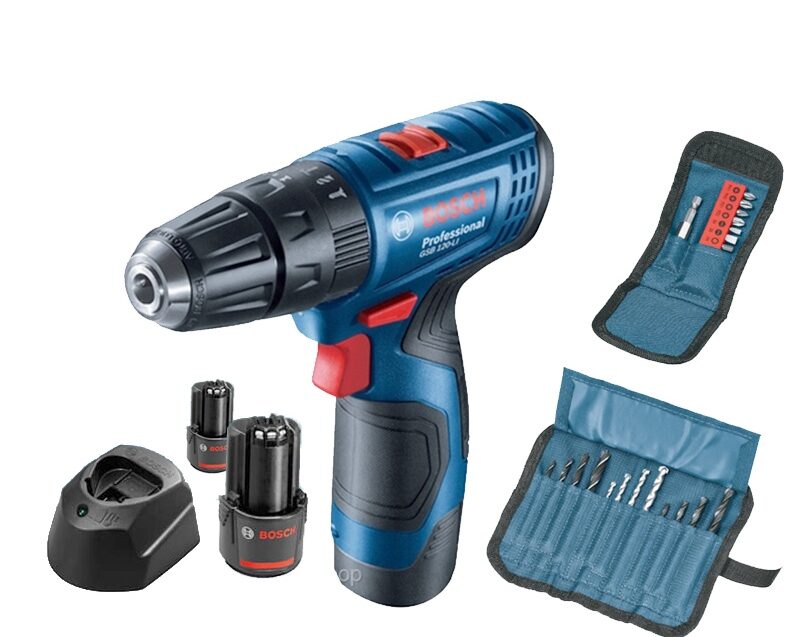 Máy vặn vít pin 12V Bosch GSR 120-LI GEN II (Kèm bộ phụ kiện 2 pin, 1 sạc)