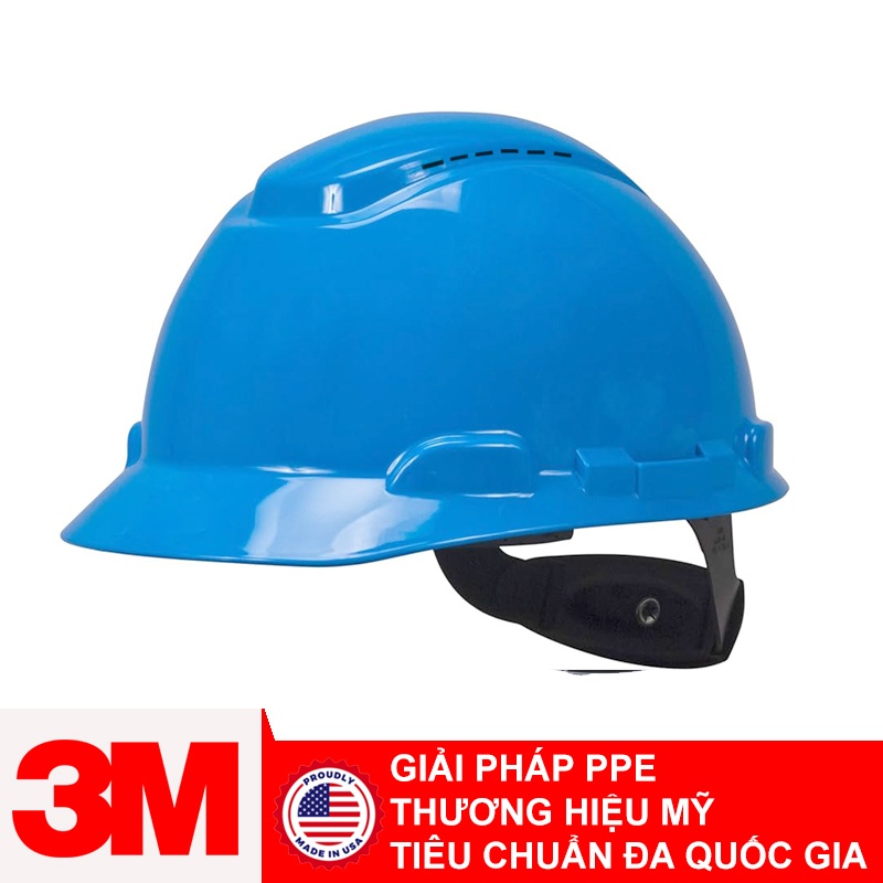 Mũ bảo hộ 3M SecureFit H-703SFV-UV màu xanh, có lỗ thoáng khí, bộ cảm biến UV