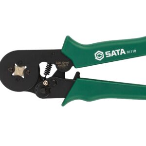 Kềm bấm đầu cable tự điều chỉnh, đầu nối 7inch/180mm Cỡ cáp: 0.08 - 10mm² Chất liệu: bằng thép carbon, tay cầm sợi thủy tinh SATA 91118