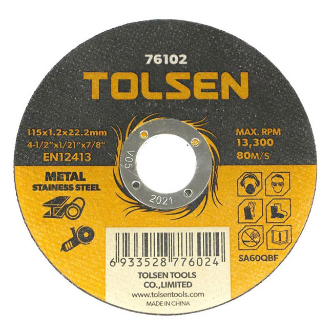Đá cắt sắt & inox Tolsen 76102 115x1.2x22.2mm