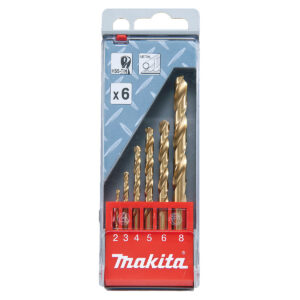 Bộ mũi khoan kim loại HSS-Tin 6 chi tiết Makita D-43555 kích thước từ 2mm - 8mm, đuôi trơn