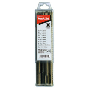 Bộ mũi khoan và đục bê tông TCT 10 chi tiết Makita D-44971 kích thước từ 5.5mm - 15mm, đuôi gài SDS-Plus