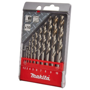 Bộ mũi khoan kim loại HSS-G 10 chi tiết Makita D-57205 kích thước từ 1mm - 10mm, đuôi trơn