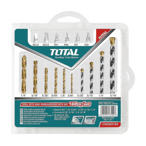 Bộ 16 Mũi khoan sắt thép bê tông & Mũi bắt vít TOTAL TACSD3165