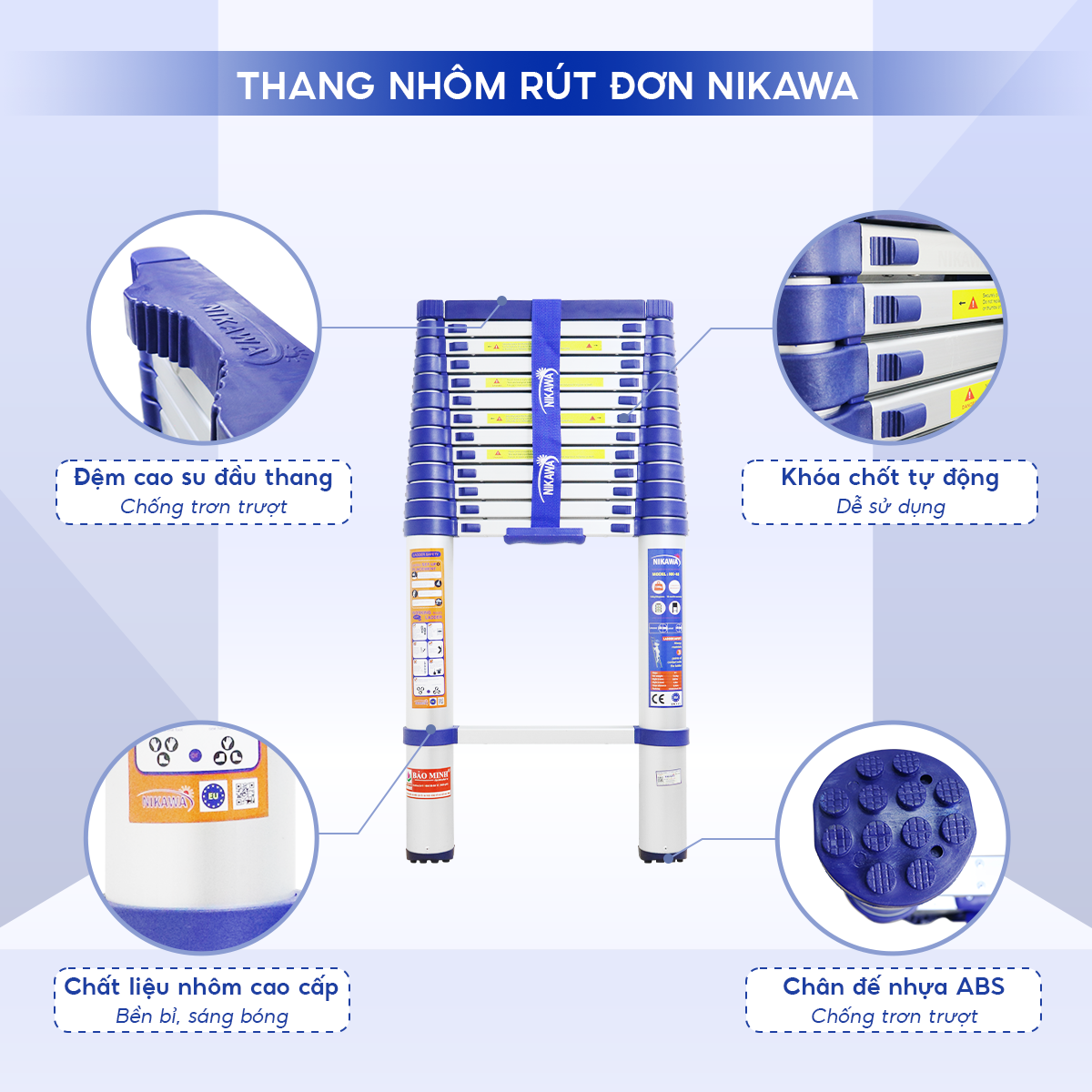 Thang nhôm rút đơn NIKAWA NK-38 - Ảnh 5