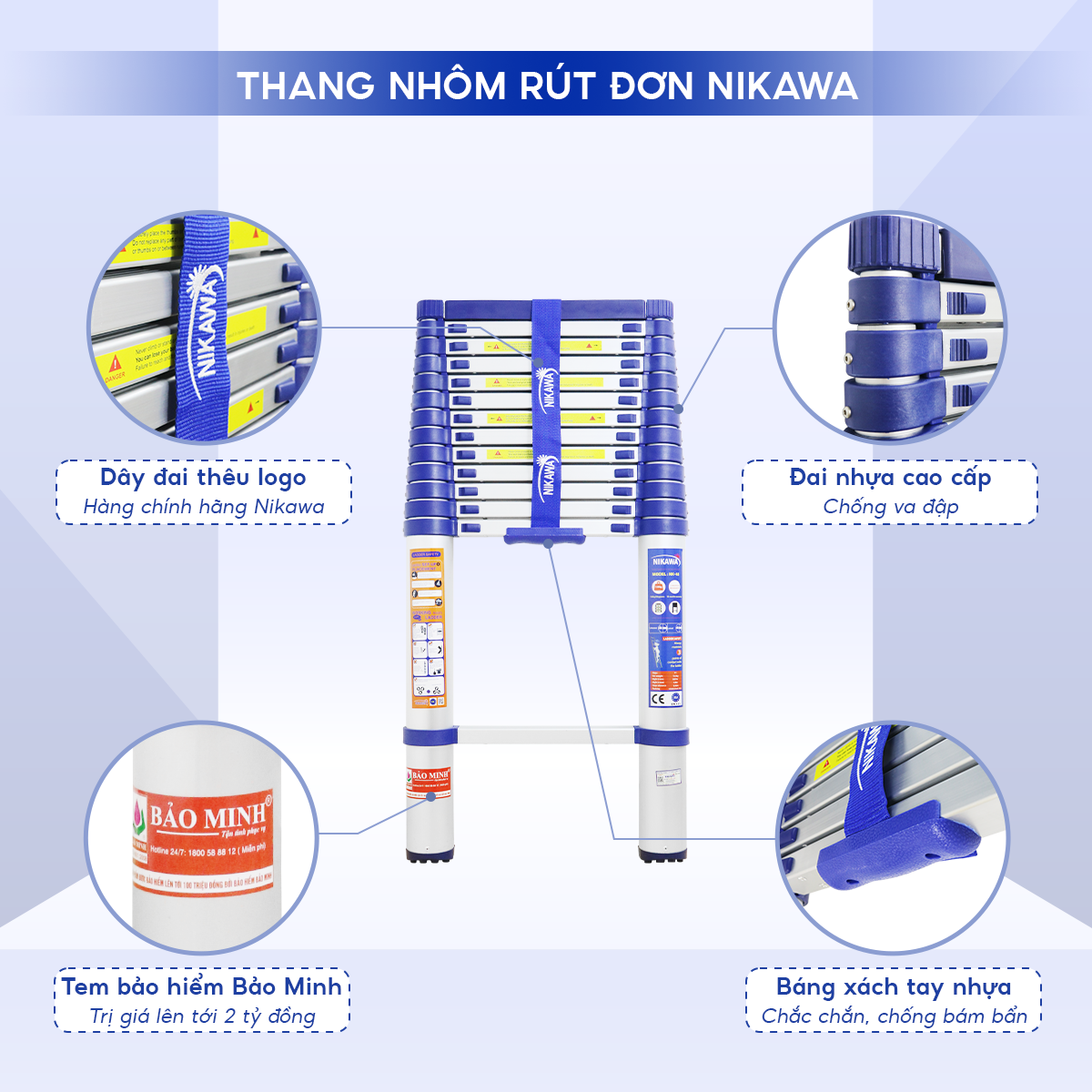 Thang nhôm rút đơn NIKAWA NK-38 - Ảnh 2