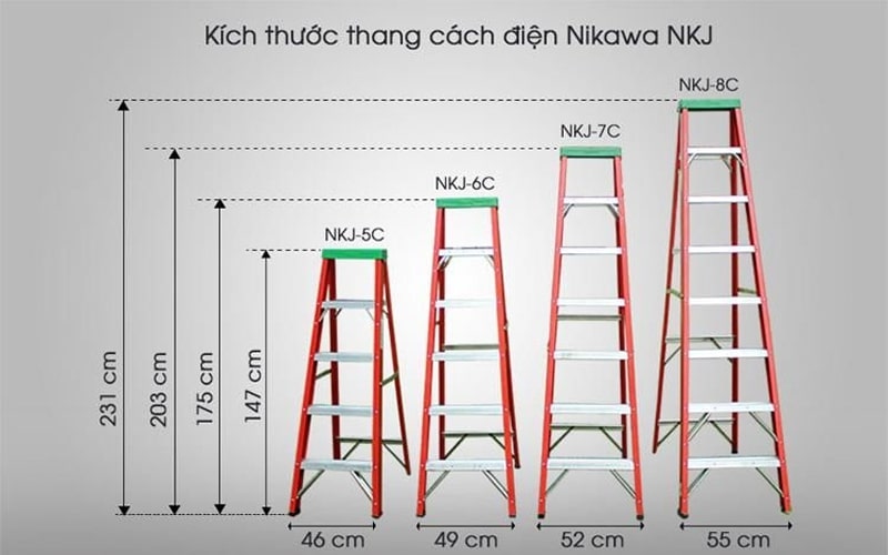 Thang cách điện chữ A Nikawa NKJ-8C - Ảnh 3