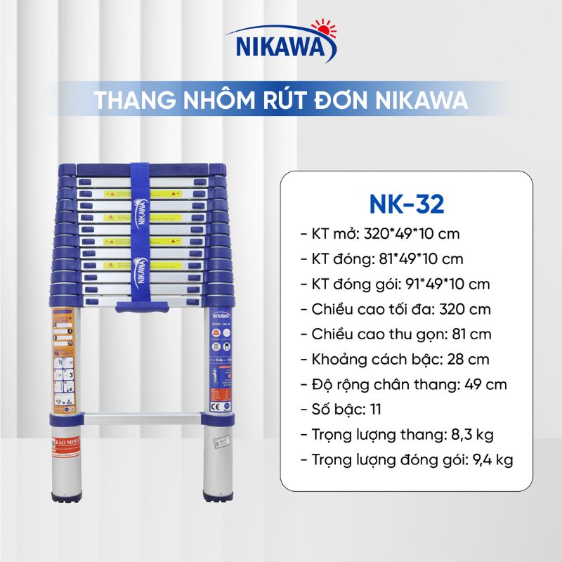 Thang nhôm rút đơn NIKAWA NK-32 - Ảnh 4