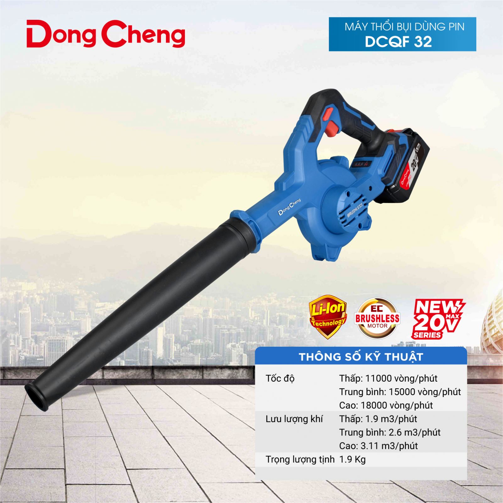 Máy thổi bụi dùng pin 20V Dong Cheng DCQF 32 - Ảnh 2